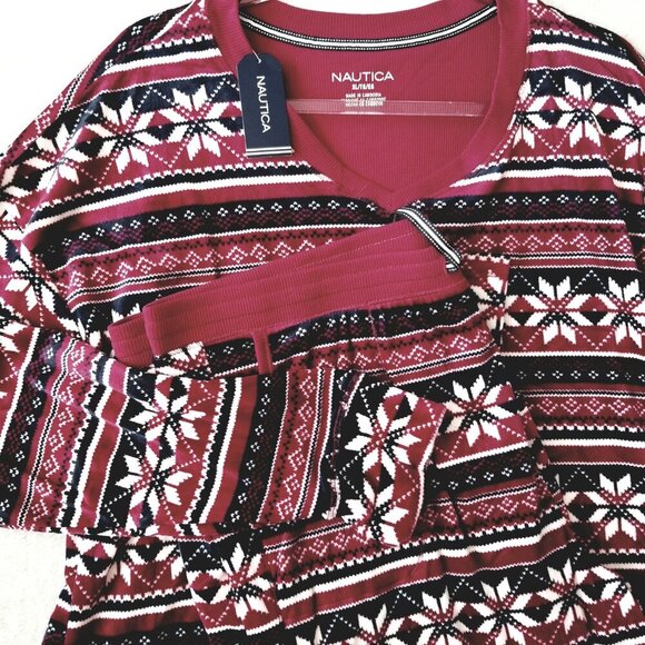 Nautica Women's Size XL 2 Piece Soft Warm Cozy Plush Pajama Sleepwear Set Snow - Picture 10 of 14
